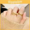 Vietnamese Brass Elegant Goldplated Double Ring Geometric Fashionable Open Adjustable Ring Women For