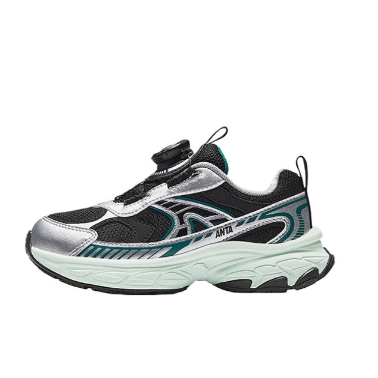Anta Kids Comfortable Classic Fashion Versatile Non-Slip Wear-Resistant Low-Top Casual Shoes Kids Sneaker Silver Black 312519923-3