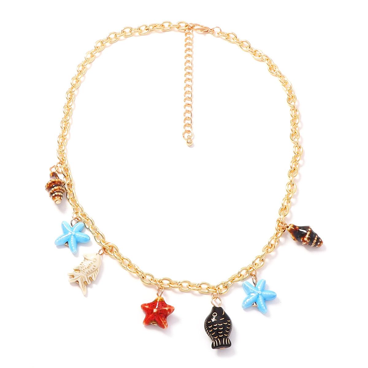 Summer Ocean Style Pendant Necklace Women Vacation Jewelry золотой