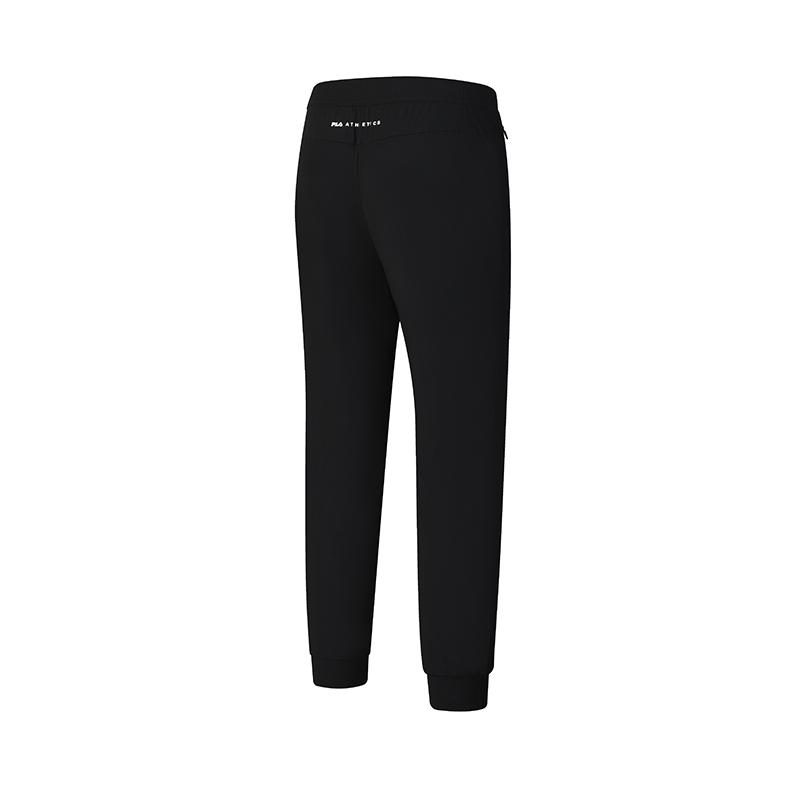 Fila Athletics Fitness Mid-Rise Tapered Solid Color Long Pants Cool Feel Knitted Sports Pants Men Bottoms Deep-Black A61M421602FBK