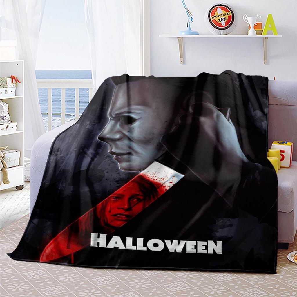Couverture Affiche de Film d'Horreur Halloween Parfaite Toutes Saisons Douce Confortable Canapé Bureau Sieste Voyage Cadeau Festif