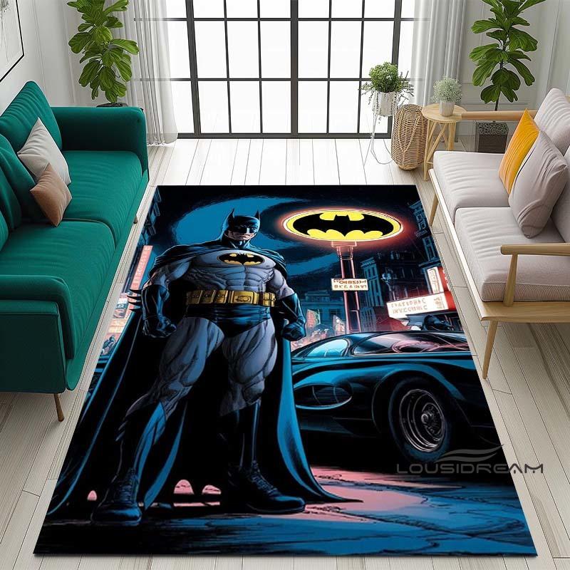 Cartoon Classic: Batman Area Rug — Batman Logo Accent Rug for Living Rooms & Kids' Bedrooms — Comfortable, Non-Slip, and Durable