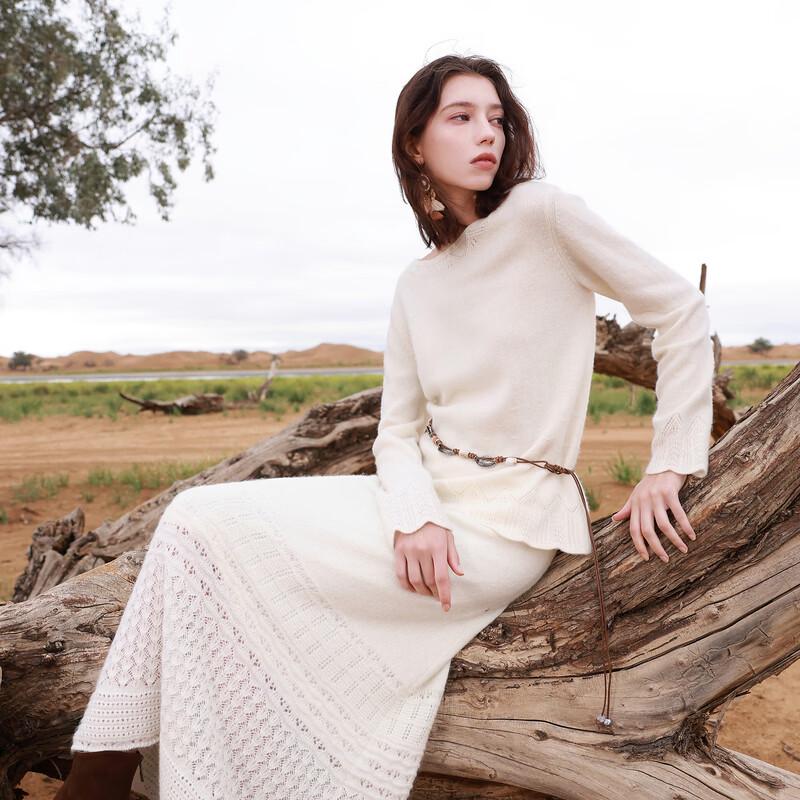 Sancai Machine-Washable High-Waist A-Line Knit Midi Skirt