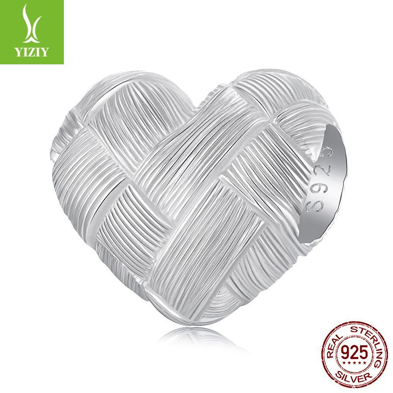 S925 Sterling Silver Love Beads Loose Beads, Dream Colorful Diy Heart Beaded Jewelry Accessories