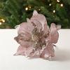 Polyester Fiber Hang Flower On Christmas Tree Sparkling Glitter Artificial Flower Ornament Decor Vibrant Mas Flowers For Gift