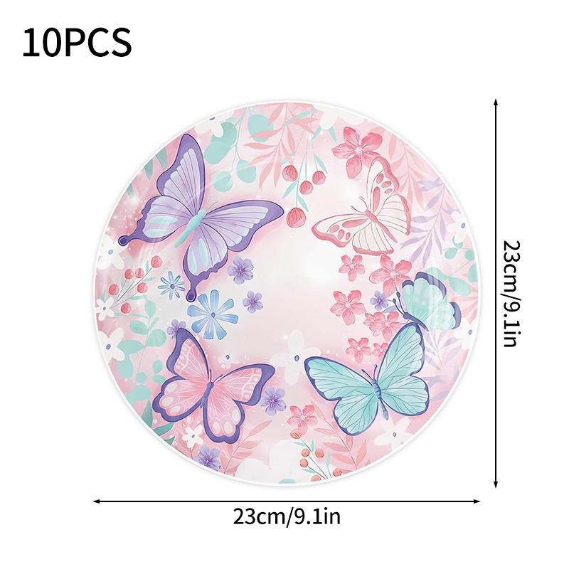 Butterfly Party Supplies Disposable Tableware for Girl Birthday Party Paper Plates Cups Cake Topper Baby Shower Baptism Decor