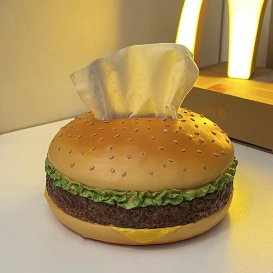 Burger Tissue Box Large Capacity Realistic Looking Hamburger Tissue Storage Box Decorative Paper Towel