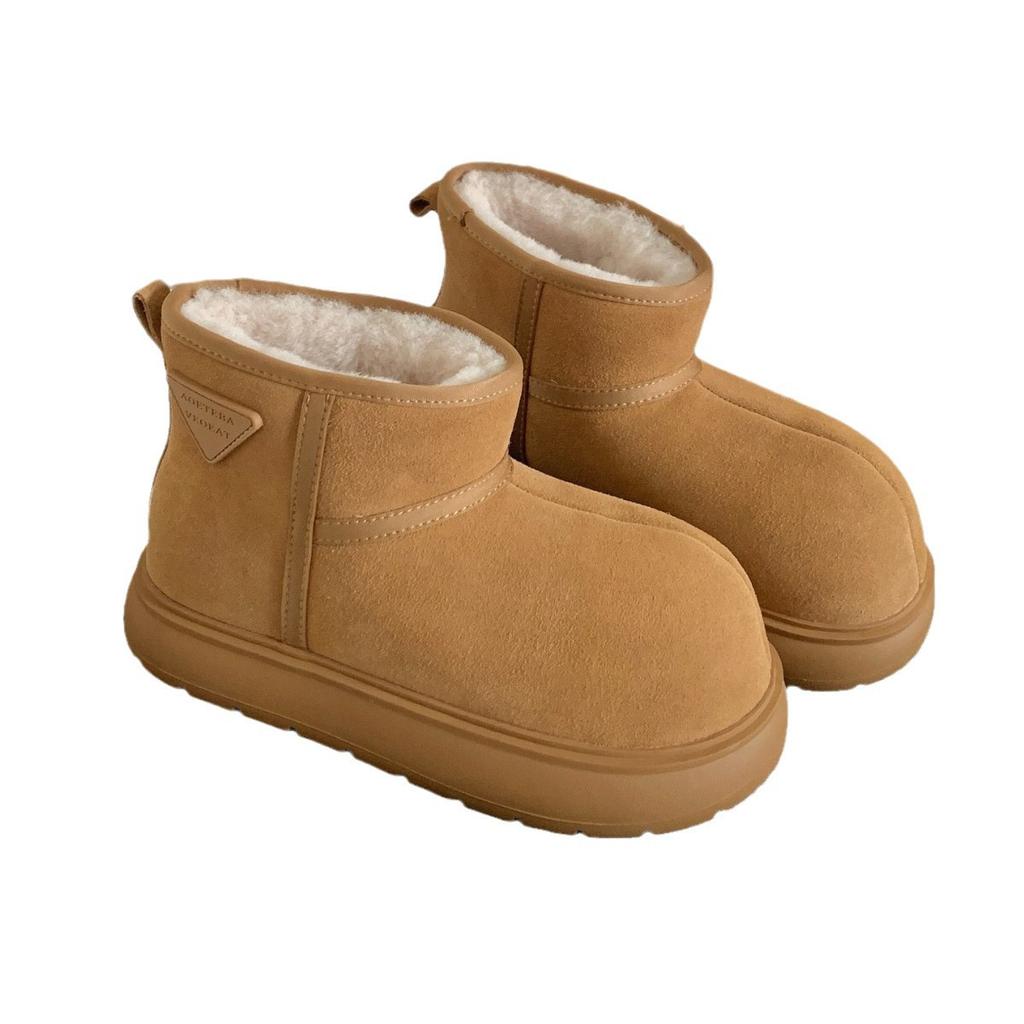 European Station 2025 Winter New Kapibara Frosted Leather Thickened Snow Cotton Boots Bread Shoes Small Women's Shoes