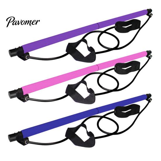 Pilates Bar with Foot Pedals Resistance Band Strength Training Fat Burning Body Shaping Back Slimming Multifunctional Exercise Home Gym Workout