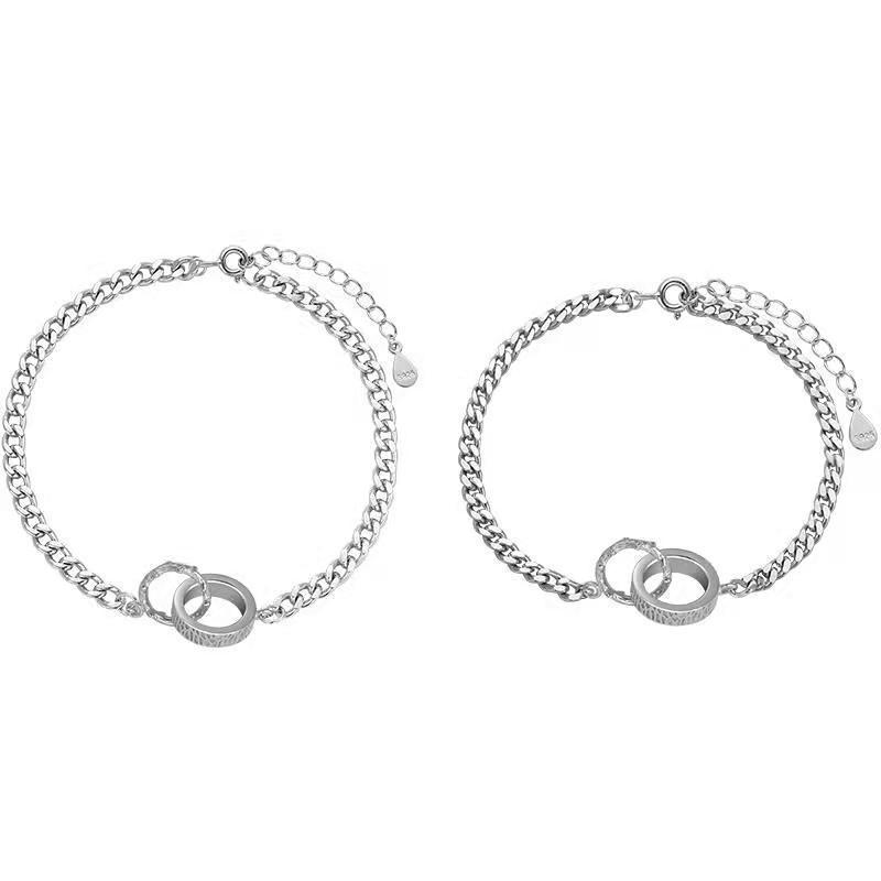 Original Design 925 Sterling Silver Couple Bracelets: Elegant, Niche Style Christmas Gift for Boyfriend