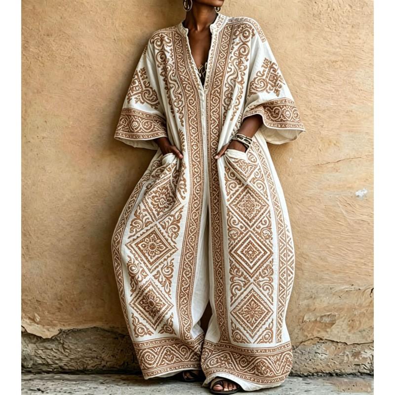 2026 Bohemian Jumpsuit With Pockets Loose Wide Leg Romper Women Streetwear
