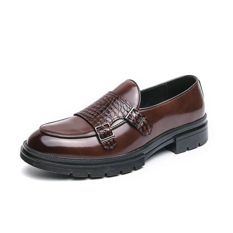 Spring and Autumn New Large Size Munch Shoes Double Buckle Leather Shoes Size Business Dress