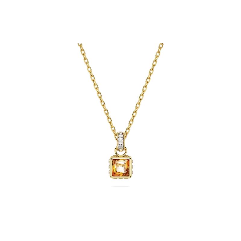 Swarovski Chroma Pendant Square Cut Gold Tone Synthetic Cubic Zirconia Necklace Women 5648749
