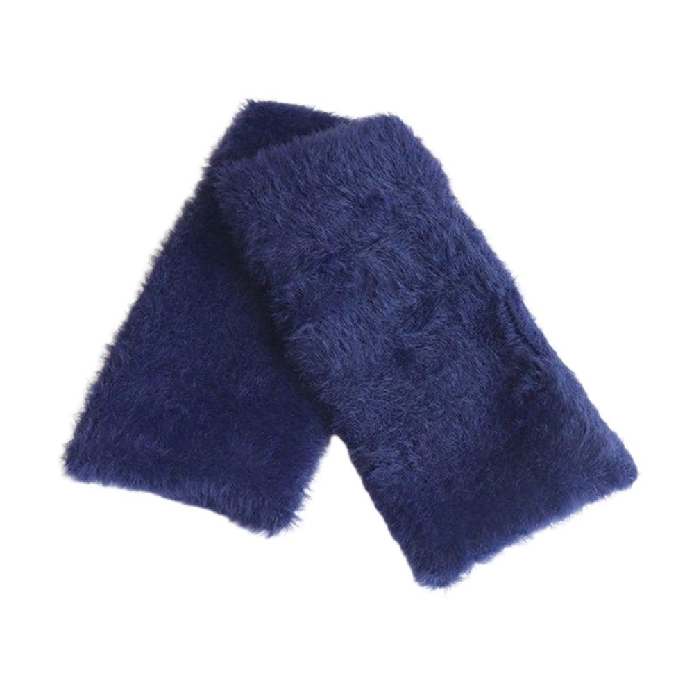 Thick Half Mittens Faux Fur Plush Gloves Protable Fingerless Gloves  for Women Girl