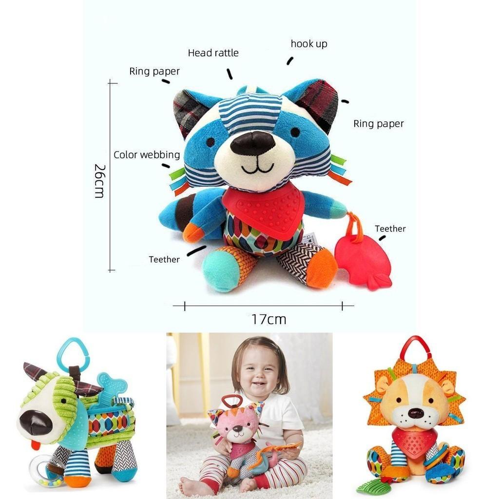 Soft And Colorful Plush Stuffed Toy For Infants With Multiple Textures And Teether For Sensory Play