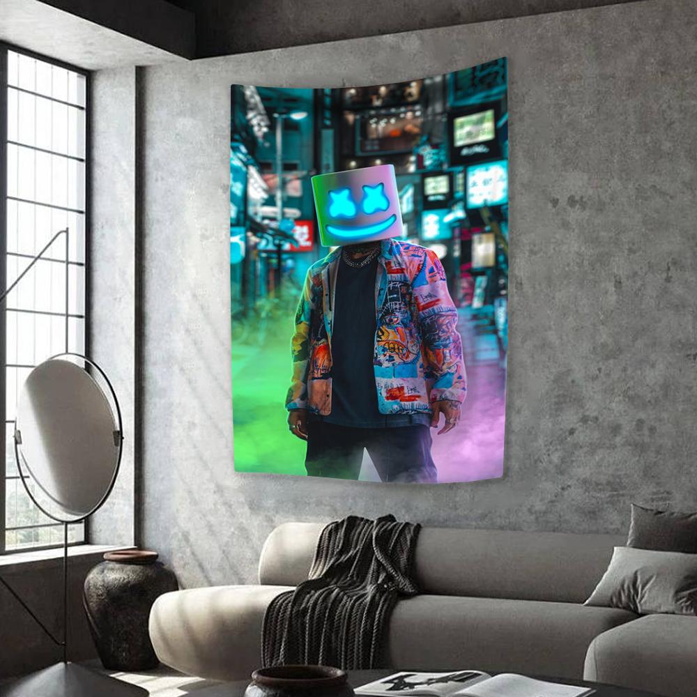 

Американский музыкант Гобелен EDM DJ Marshmellos Домашний декор Большой тканевый настенный ковер Фон для спальни Ткань Покрывало для дивана 29x37in