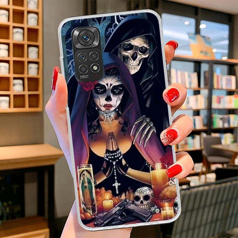 Catrina Schönes Rosenmädchen Totenkopf Hülle Handyhülle Für Xiaomi Redmi Note 15 14 13 12 11 10 Pro Plus 14S 12S 11S 11T 11E 10S Weich