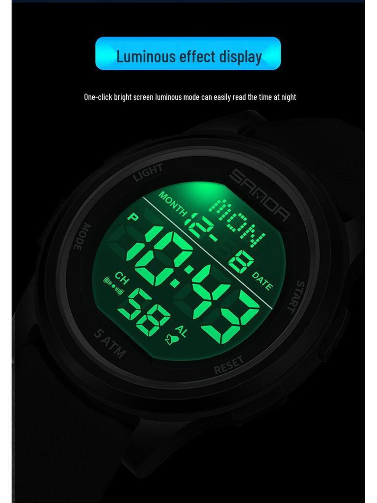 Sanda Waterproof Multifunction Electronic Watch for Teens - Trendy Unisex Design with Alarm