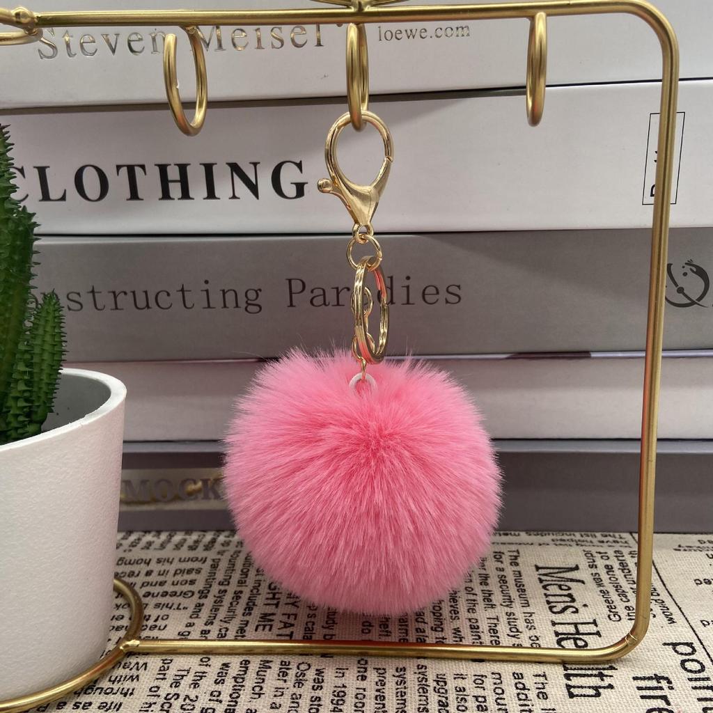 Auf Lager 8cm Kunstkaninchenfell Pompom Schlüsselanhänger - Plüschkugel Anhänger für Taschen und Kleidung