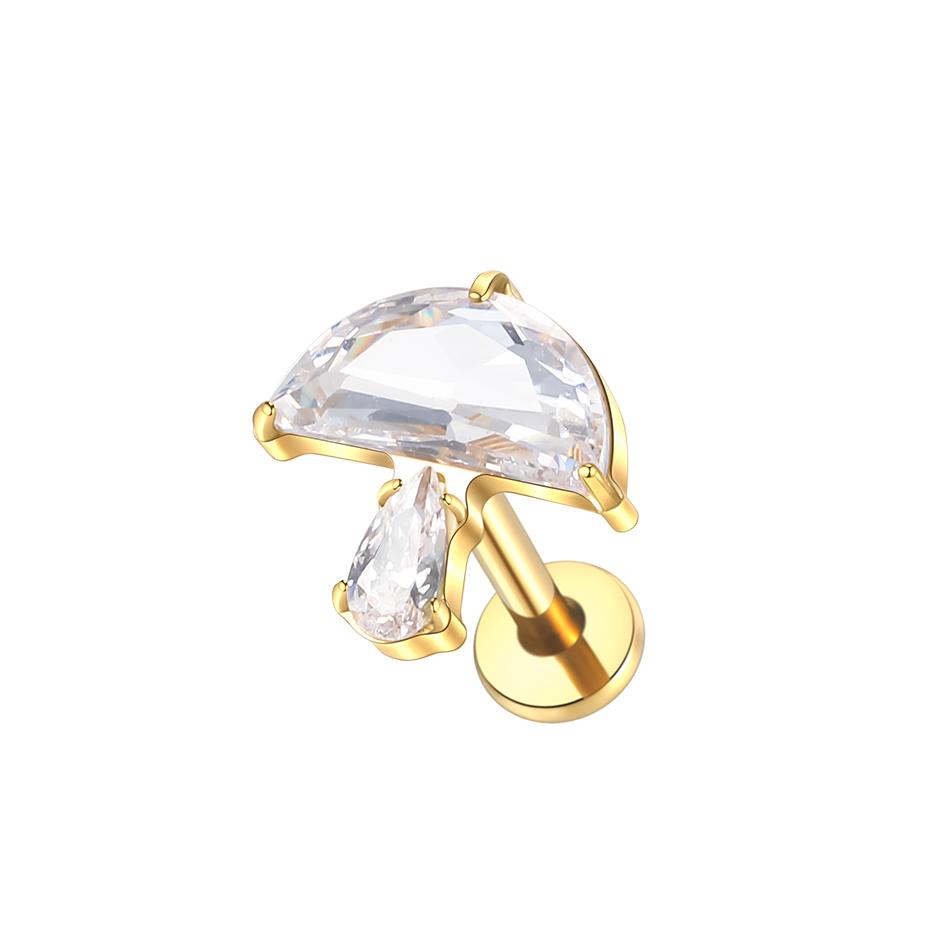 1PC Titanium Zircon Labret Piercings Lip Rings Gold Color CZ Cartilage Helix Lobe Conch Earring Stud Piercings Women Jewelry 16G