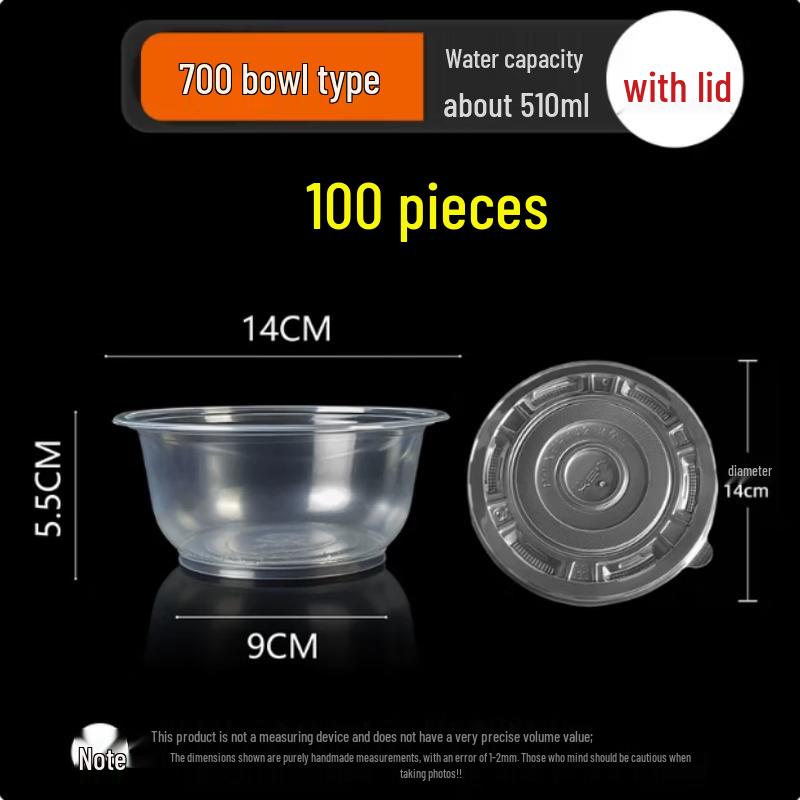 Disposable Food Grade Plastic Round Bowl with Lid