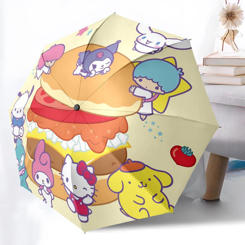 

1pc Hello Kitty & Friends Automatic Opening/Closing Umbrella with Foldable Design, Iron Frame, Outdoor Use, Festival Gift, Suitable for Fans, Travel,