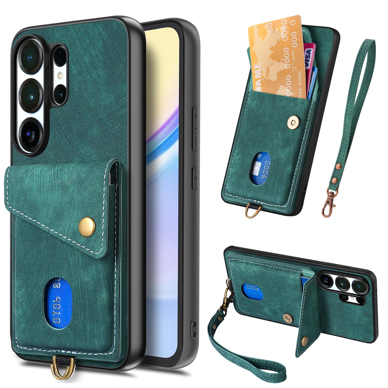 

Zipper Magnetic Carbon Fibrer Cards Solt Wallet Phone Case For Samsung S26 S25FE Ultra S24 Plus S23 S22 S21 Kickstand Flip Cover Galaxy S24 зелений