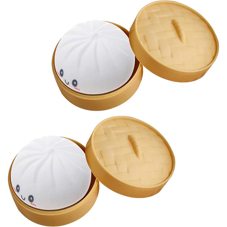 Dumpling Squishies Stress Balls Fidget Sensory Toy Squeeze Dough Ball Stress Relief Hand Toy Bun With Food Steamer Stretchy Desk