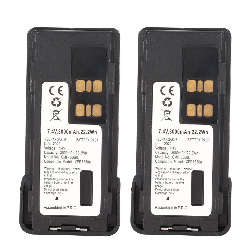 2Pcs Replacement 3000mah 7.4V Li Ion Battery with Belt Clip for Motorola XiR P8606 XiR P8660 XiR