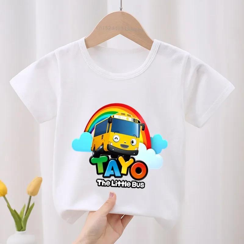 Tayo the Little Bus Print Kids T-shirt Children's Clothes 2026 Summer Cartoon Cute Baby Girls Clothing Boys Short Sleeve T Shirt