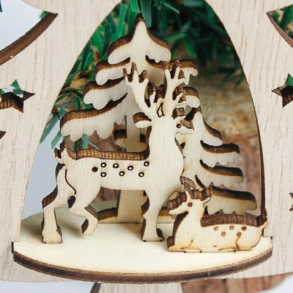 1 Stück Hölzerner Stereoskopischer Weihnachtsbaum Hängeanhänger Kreative Festdekoration