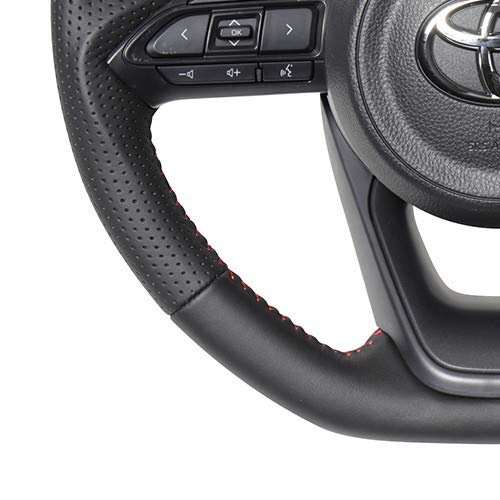 REAL All Leather Steering Wheel (TYE-LPB-RD) for Yaris (10 Series/210 Series) *Not Compatible with GR Yaris or Yaris Cross