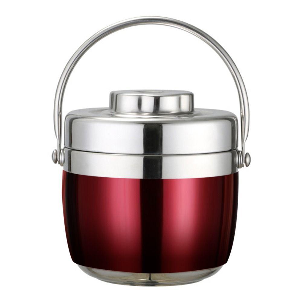 

Портативный для детей герметичный контейнер для еды Bento Box с ручкой, термоизоляционный ланч-бокс 1.2L вино красного