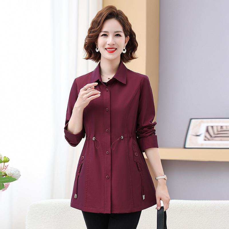 

2025 Stylish Trench Coat for Middle-aged Women: Spring & Autumn Fashion for Elegant Ladies XL
