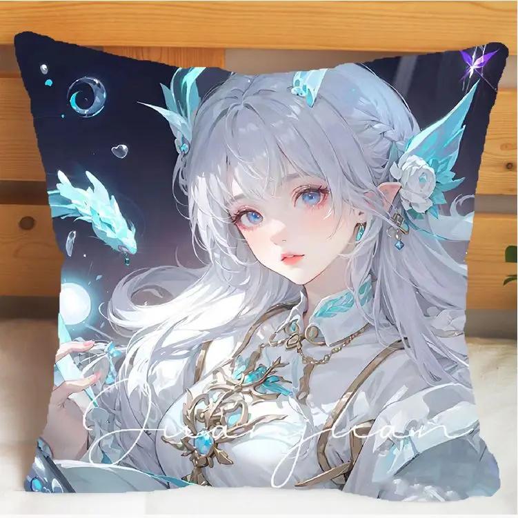 Arena of Valor Honor of Kings Xi Shi Polštář a Povlak na polštář Potah na polštářek Oboustranný tisk Plyšové Dekorační polštáře 40x40cm
