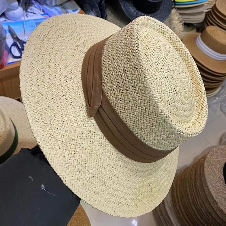 Spring Summer Breathable Straw Hats For Women Fashion Casual Fedora Hat Outdoor Concave Top Travel Hats Panama Beach Sun Hat