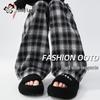 Women's Plaid High-Waist Wide-Leg Pants