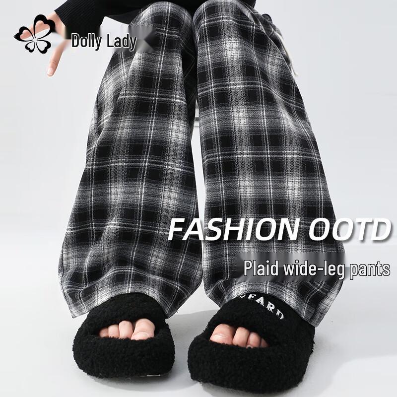 Women's Plaid High-Waist Wide-Leg Pants