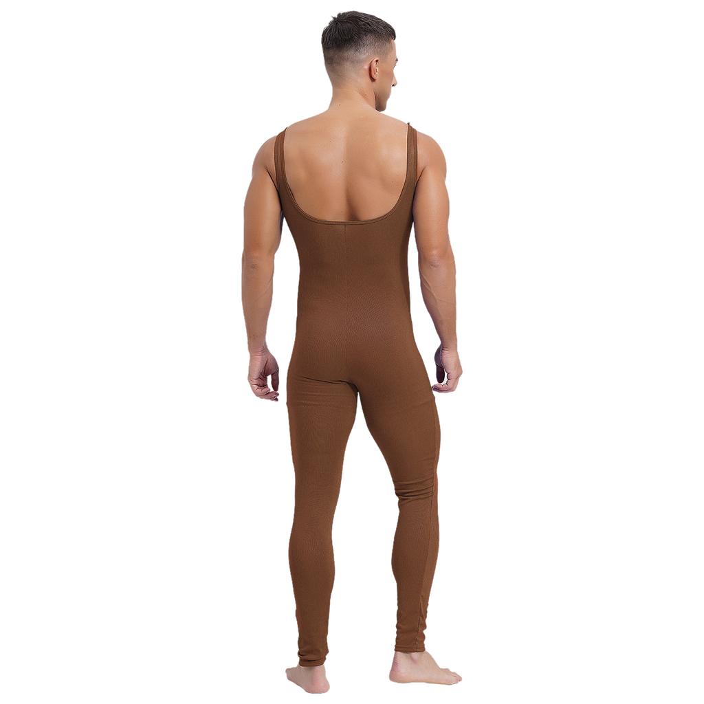 Tuta Monopezzo Senza Maniche da Uomo Design a Strisce Scollo Quadrato Stile Canotta Pantaloni Lunghi Tuta Sportiva