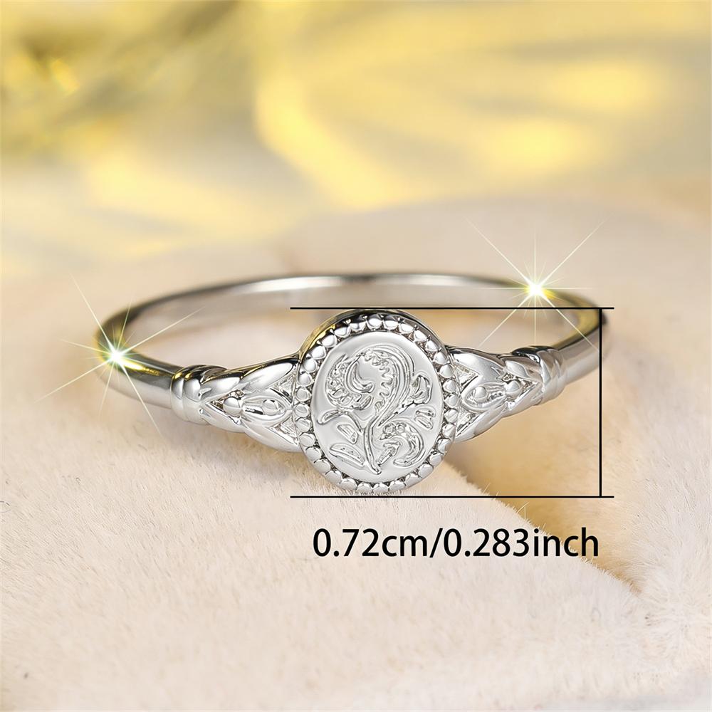Trendy Oval Antique Metal Flower Pattern Rings For Women Vintage CopperColor Engagement Ring Wedding Jewelry Mother's Day Gifts