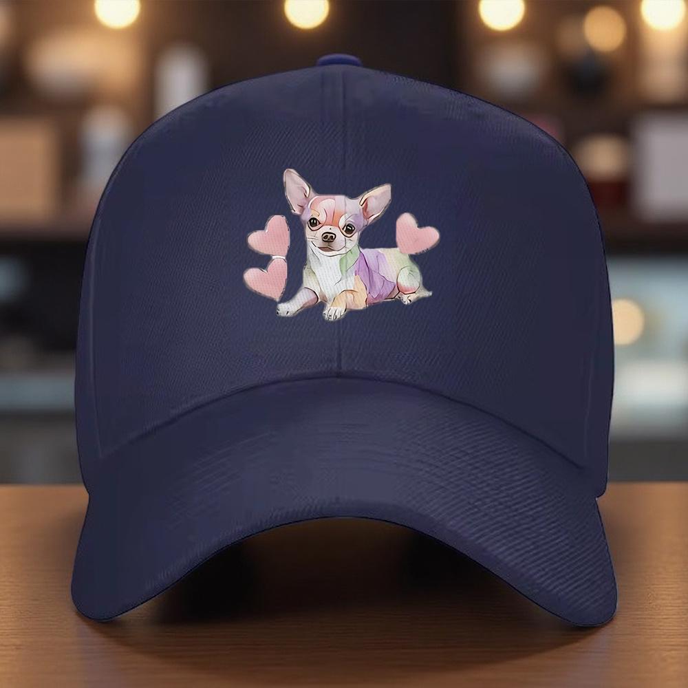 Chihuahua Aquarell Herz Baseballkappe Verstellbar Baumwolle Lässig Sonnenhut für Unisex Erwachsene