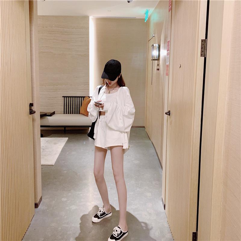 Women's Trendy Sports & Leisure Three-Piece Set: Vest and Shorts