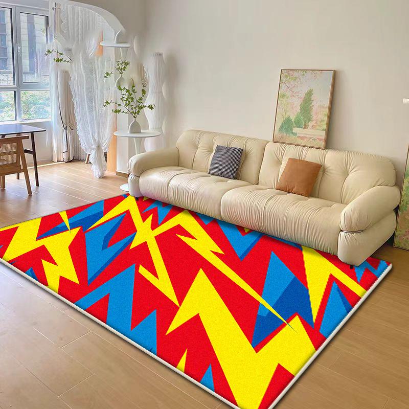 Abstract Geometric Living Room Rug Lightning Pattern Decoration Sofa Large Carpets Bedroom Children Plush Crawling Mat Non-slip