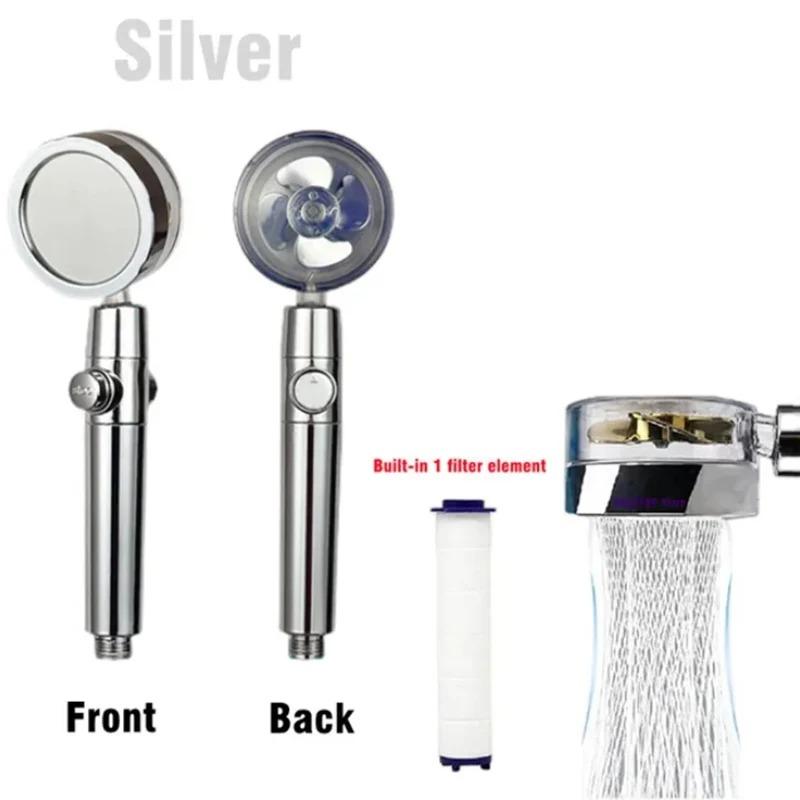 360 Degrees Rotation Handheld Turbo Fan Shower Head High Pressure Water Saving Spray Adjustable Filters Bathroom Accessories