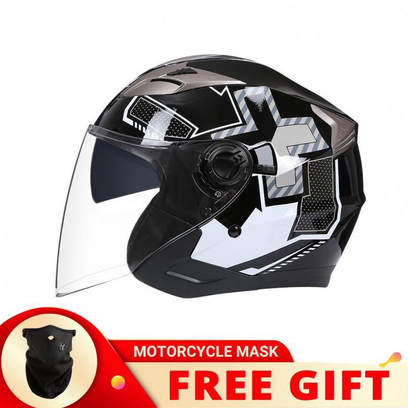 BLD Bailide Helmet 3/4 Half Motorcycle Double Lens Cycling