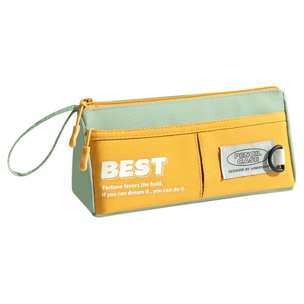 Canvas 2 Layers Pencil Case Organizer Triangular Pencil Case Zipper Pen Bag  Student Learning