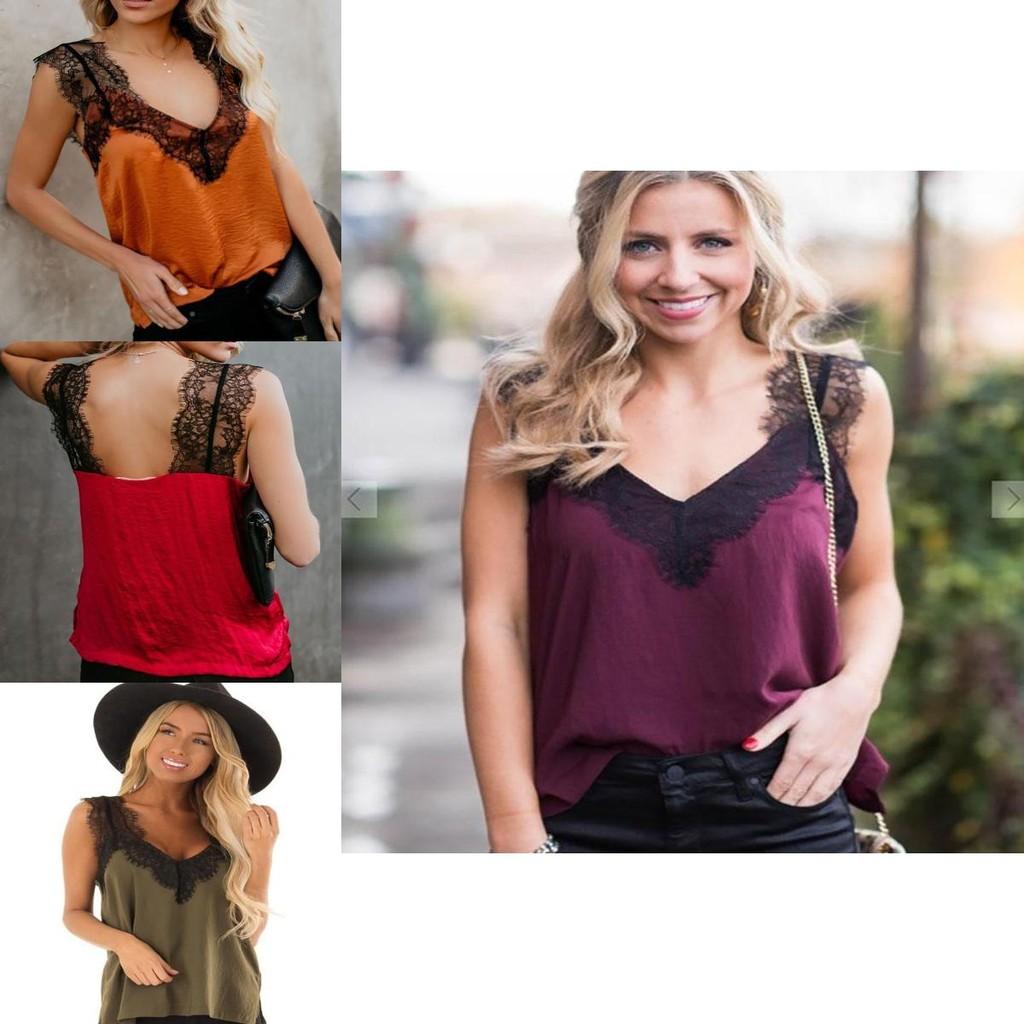 Elegant Women Summer Sleeveless Lace Mesh Loose Vests V-neck Cami Soft Tanks Top
