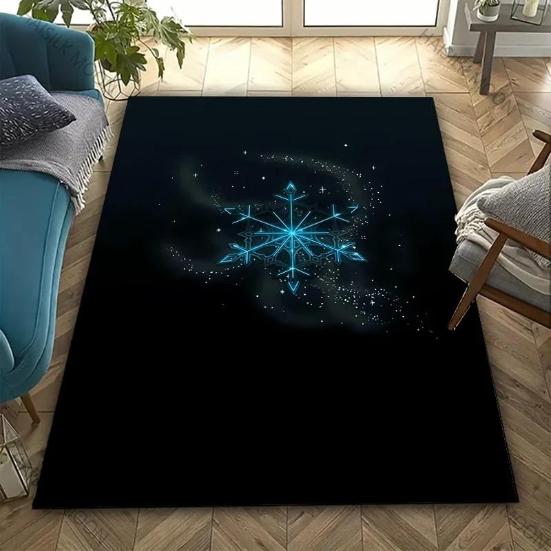 3D HD Druck Schneeflockenmuster Teppich, Läufer für Wohnzimmer Schlafzimmer, Büro Große Bereiche, Strapazierfähige Maschinenwaschbare Matte Schöne Geschenke
