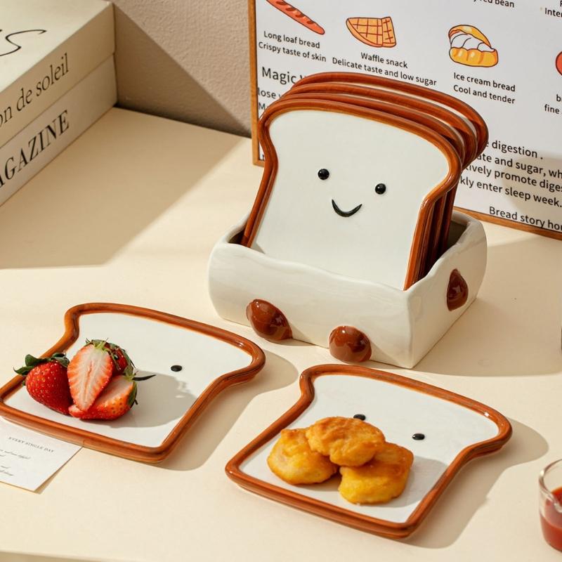 Bread Look Dip Plate Collection for Sauces and Appetizer Portions, Cute Table Accent for Everyday Home Dining Use