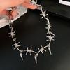 Punk Metall Dorn Nieten Choker Halskette für Männer Frauen Gothic Hip Hop Doppellagige Schlüsselbeinkette Halskette Y2K Schmuck Accessoires